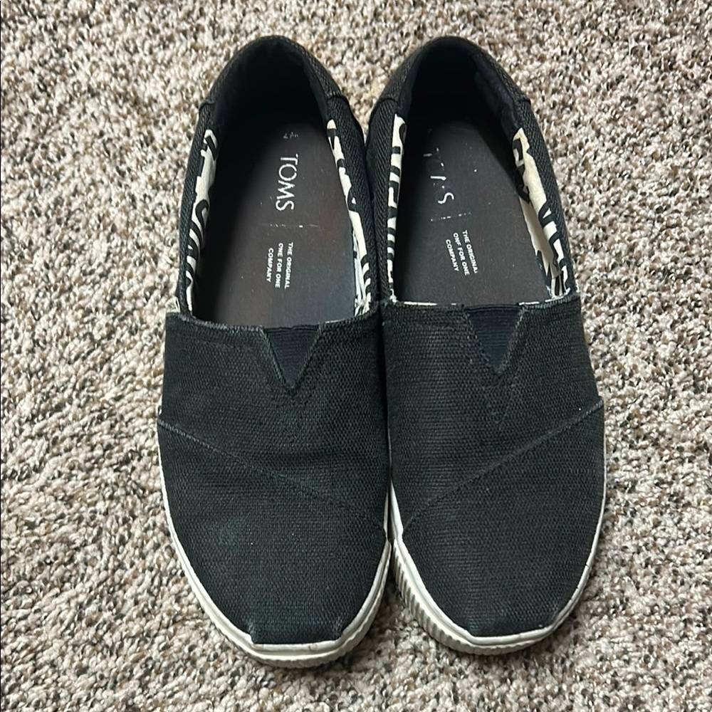 TOMS Women’s Black Platform Slip-On Shoes